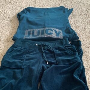 Juicy Couture Blue Velour Track Suit Set